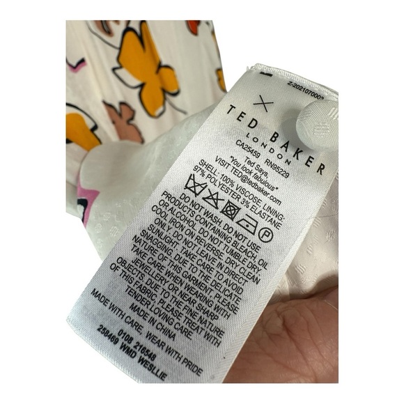 Ted Baker WESLLIE FLORAL WRAP FRONT DRESS IN WHITE Size 1 / XS / 0-2 NEW - Picture 13 of 17